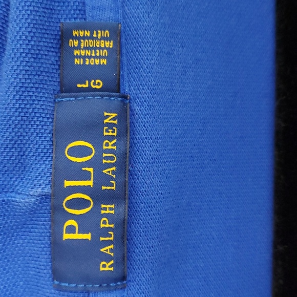 Ralph Lauren Hooded Polo Big Logo Embroidered Long Sleeve Men Blue  Size L - Picture 4 of 8